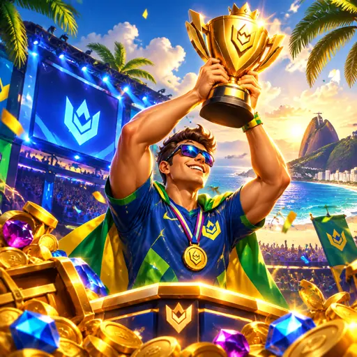 Palco de campeonato de eSports iluminado com telões exibindo a final ao vivo