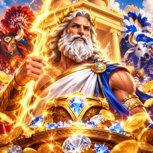 Cartão do jogo Gates of Olympus com símbolos da mitologia grega